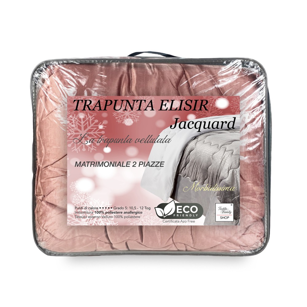 EDREDÓN Nórdico de terciopelo suave efecto pluma ROSA 2 cuadrados doble ELISIR jacquard