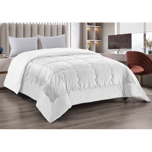 QUILT Bettdecke aus weichem elfenbeinfarbenem Samt mit Federeffekt 2 Quadrate doppelter ELISIR Jacquard