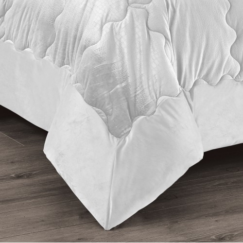 QUILT Duvet in soft IVORY velvet feather effect 2 squares double ELISIR jacquard