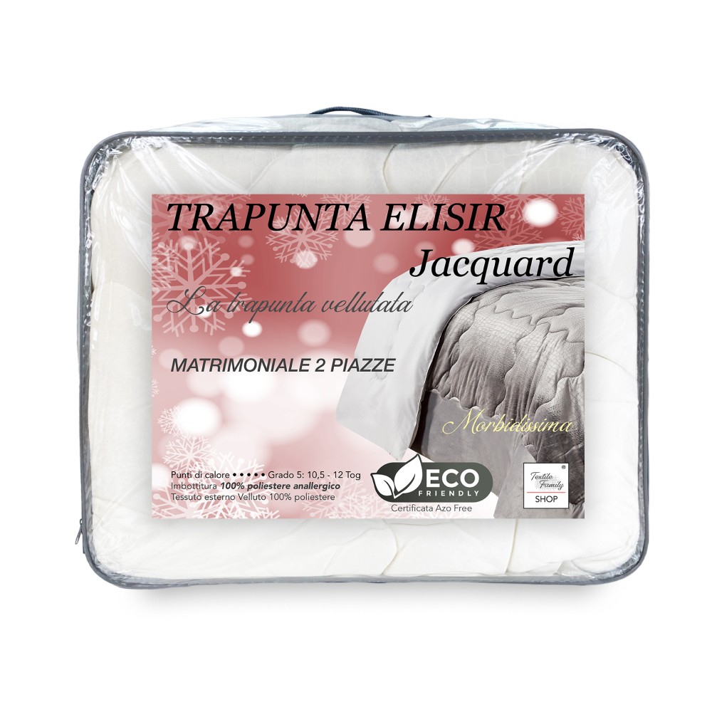 TRAPUNTA Piumone in Soffice Velluto AVORIO Effetto Piuma 2 Piazze Matrimoniale ELISIR Jacquard