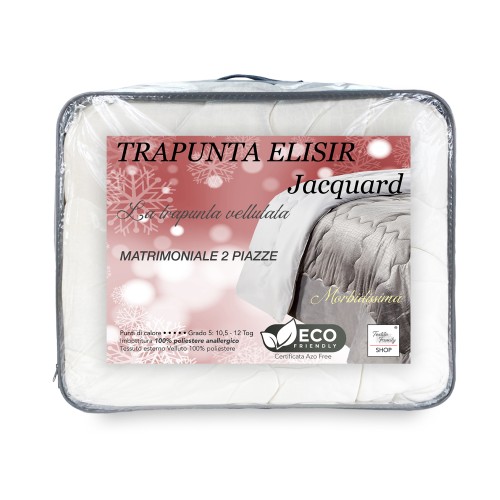 QUILT Edredón nórdico de suave terciopelo MARFIL efecto pluma 2 cuadrados doble ELISIR jacquard