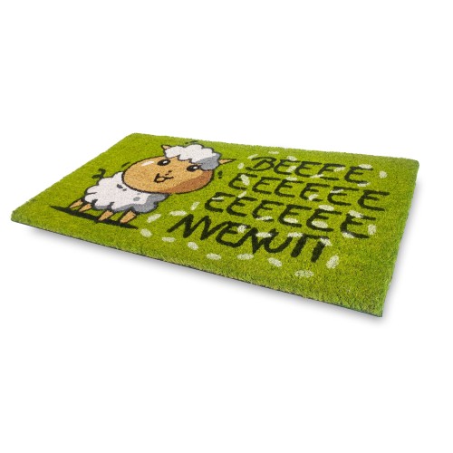 TAPIS paillasson en noix de coco naturelle avec mouton WELCOME