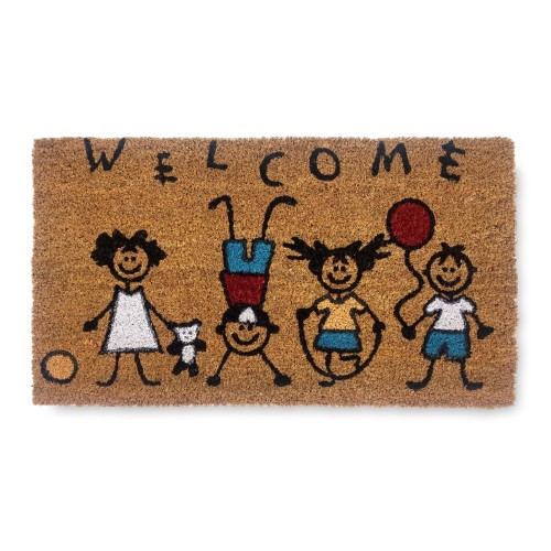 TAPIS Paillasson en noix de coco naturelle La famille de couleurs FAMILY