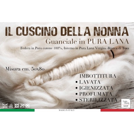 Cojín de cama de pura lana fabricado en Italia