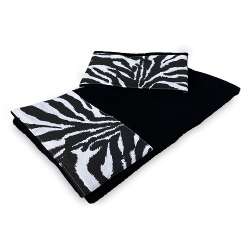 JUEGO DE TOALLAS 1+1 FACE & Guest ZEBRA blanco NEGRO
