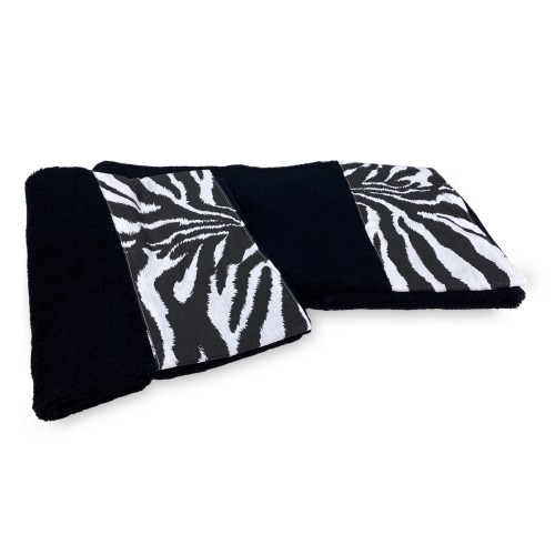 HANDTUCHSET 1+1 GESICHT & Gast ZEBRA weiß SCHWARZ