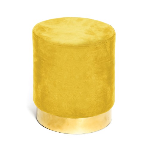 VELVET Reposapiés cilíndrico POUF en terciopelo liso mostaza