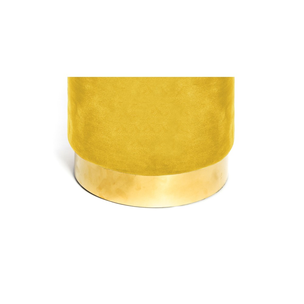 VELVET Cylinder Footstool POUF in Mustard Plain Velvet