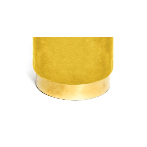 VELVET Cylinder Footstool POUF in Mustard Plain Velvet