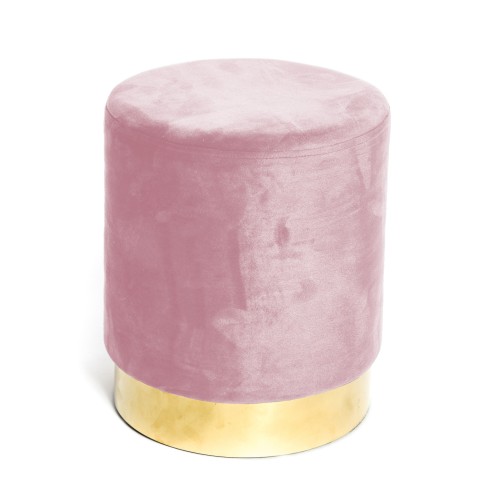 POUF Poggiapiedi Cilindro VELVET in Velluto Unito Rosa
