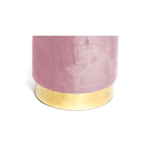 VELVET Zylinder Fußhocker POUF aus Pink Plain Velvet