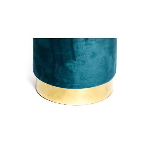 VELVET Repose-pieds cylindrique POUF en velours uni pétrole