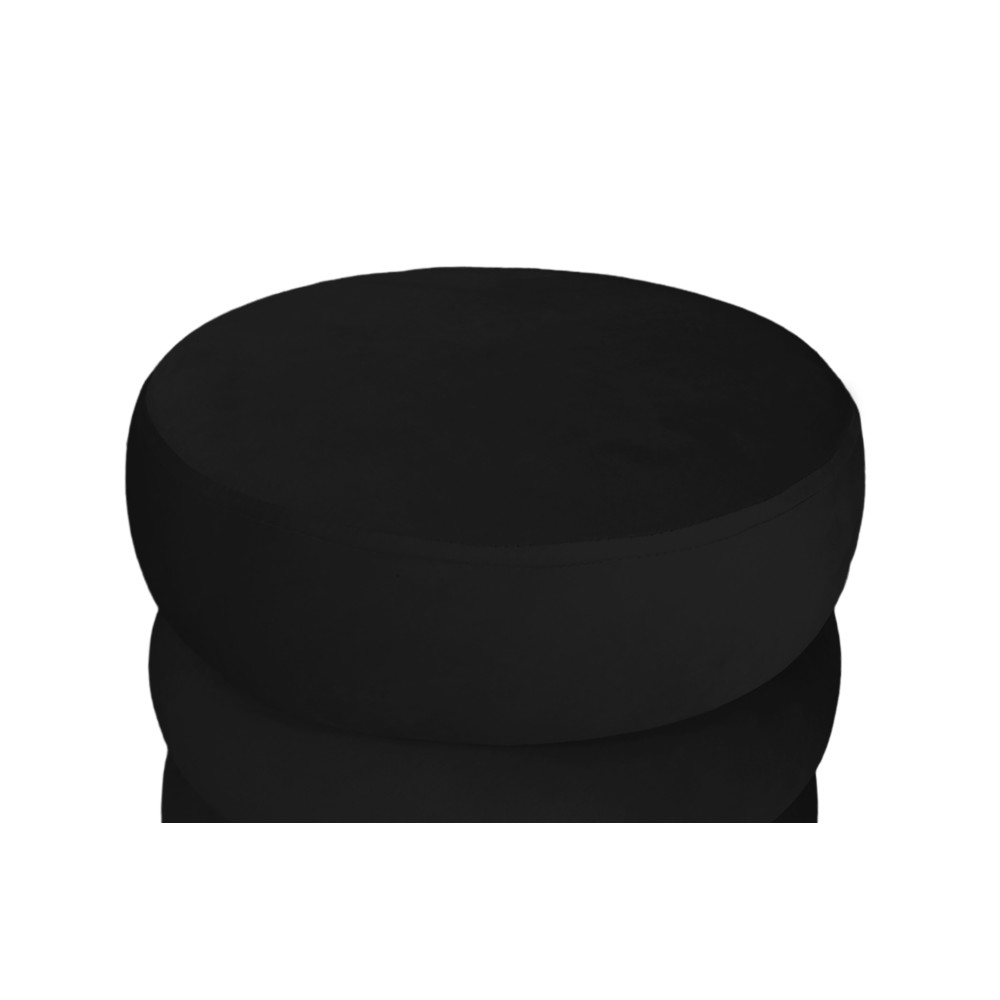 POUF CYLINDRE REPOSE-PIEDS VELOURS VELOURS Matelassé en Velours Uni Noir