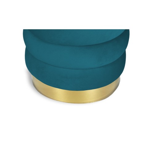 VELVET gesteppter Zylinder-Fußhocker aus petrolfarbenem schlichtem Samt