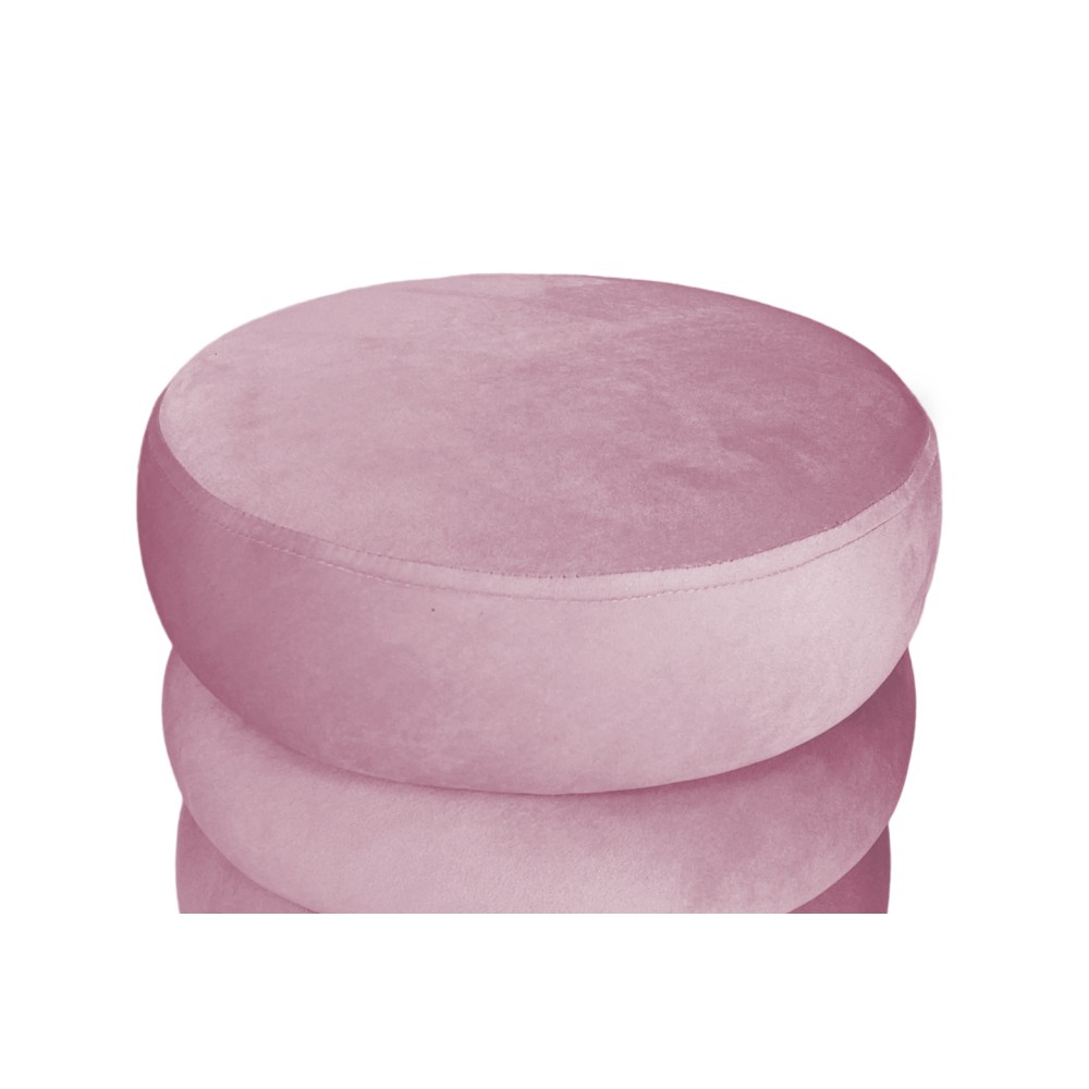 POUF Poggiapiedi Cilindro VELVET Trapuntato in Velluto Unito Rosa