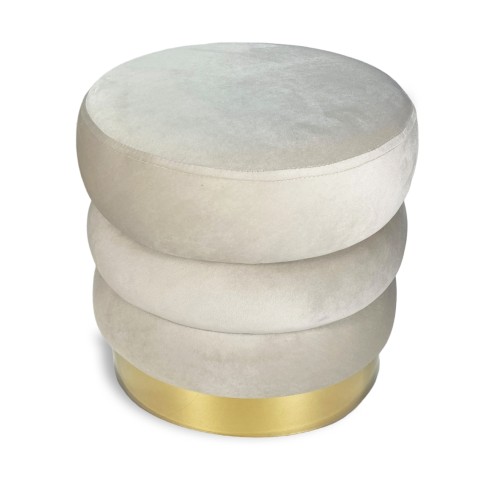 Pouf repose-pieds matelassé Cilindro VELVET en velours uni Beige