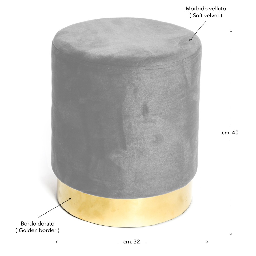 POUF Poggiapiedi Cilindro VELVET in Velluto Unito Senape