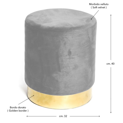 VELVET Repose-pieds cylindrique POUF en velours uni pétrole