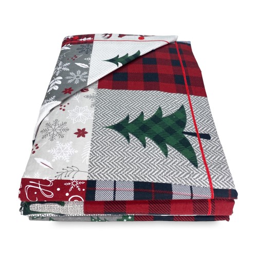 Completo Lenzuola Invernale Flanella Tirolo Astratto - Puro Cotone Felpato Anti-Pilling - Made in Italy