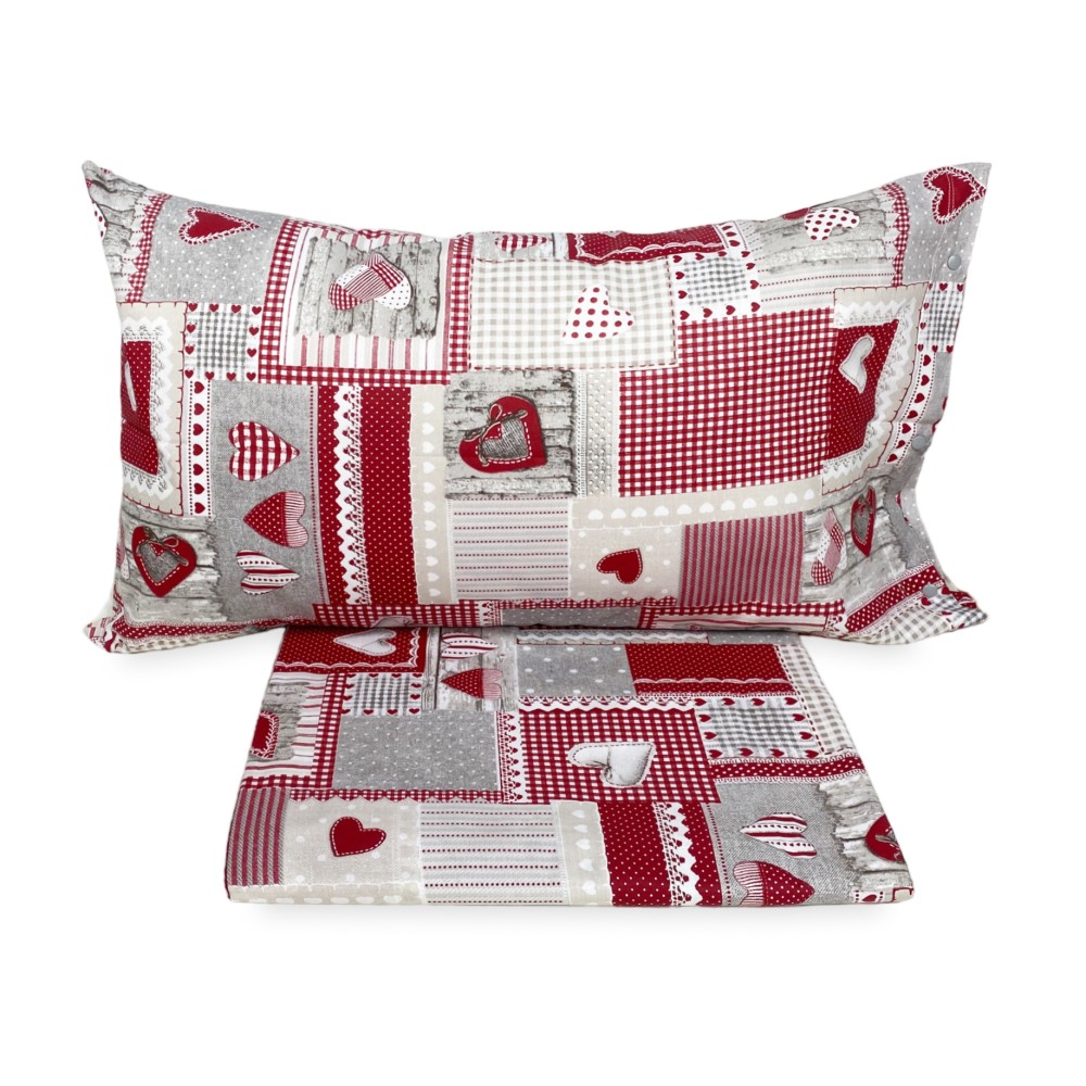 Tyrolean duvet cover with burgundy aprica hearts Tyrolean duvet cover with burgundy aprica hearts