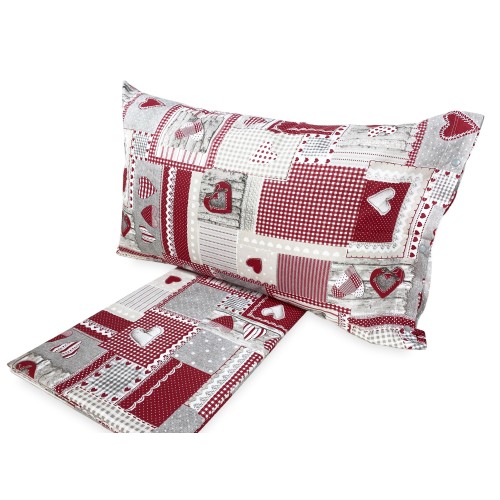 Tiroler Bettbezug Hearts "Aprica" Bordeaux – 100% handgemachte Baumwolle made in Italy