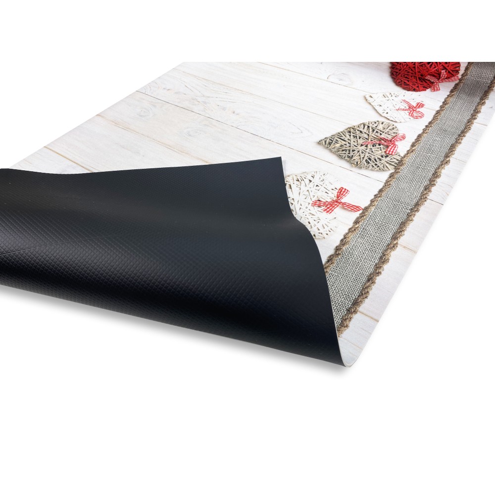 TAPPETO Runner da CUCINA Passatoia Antiscivolo CUORI SHABBY made in Italy