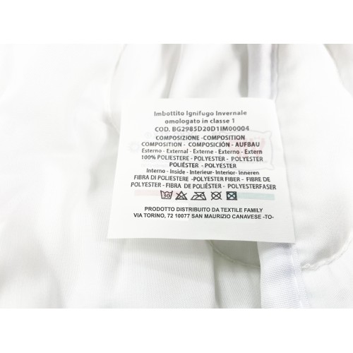 Piumino SINTETICO INVERNALE IGNIFUGO Antifiamma Made in Italy OMOLOGATO