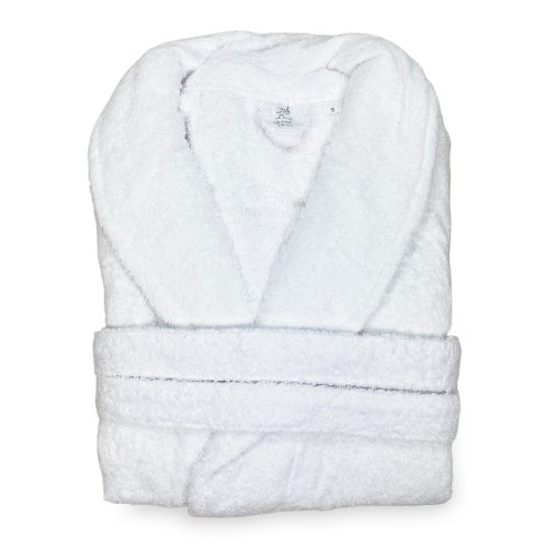 ACCAPPATOIO in Spugna a SCIALLE Senza Cappuccio BIANCO in Puro Cotone Made in Italy