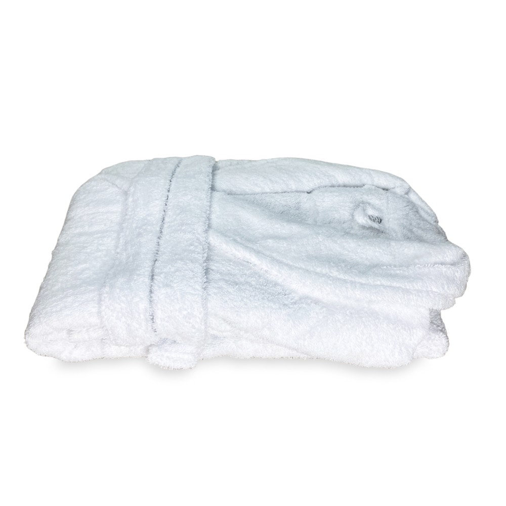 WHITE hoodless shawl terry robe in pure cotton made in Italy