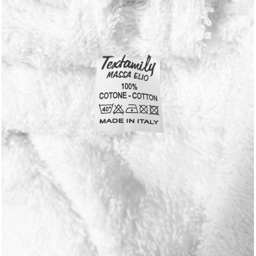 WEISSER Frottee-Bademantel ohne Kapuze aus reiner Baumwolle, hergestellt in Italien