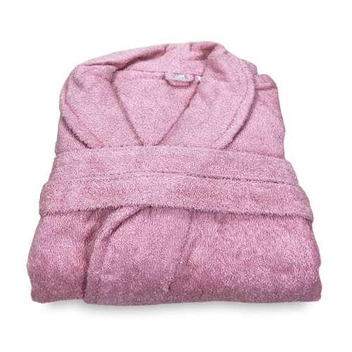 PINK kapuzenloser Bademantel aus reiner Baumwolle, hergestellt in Italien
