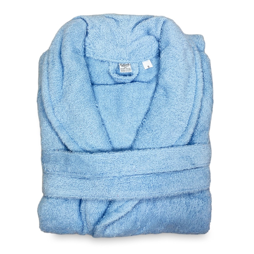 Peignoir éponge bleu clair sans capuche Peignoir éponge bleu clair sans capuche