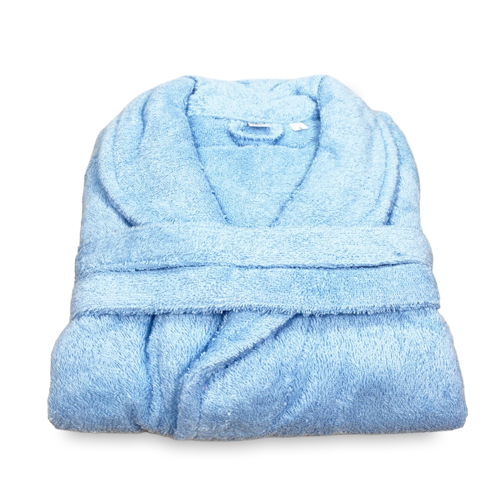 BLUE mantel aus frottee ohne kapuze aus reiner baumwolle, made in italy