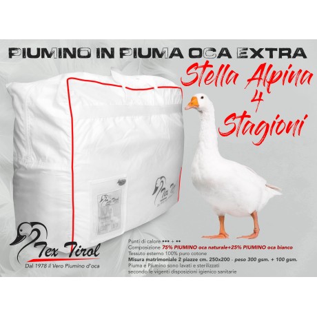 piumino 4 stagioni in puro piumino oca