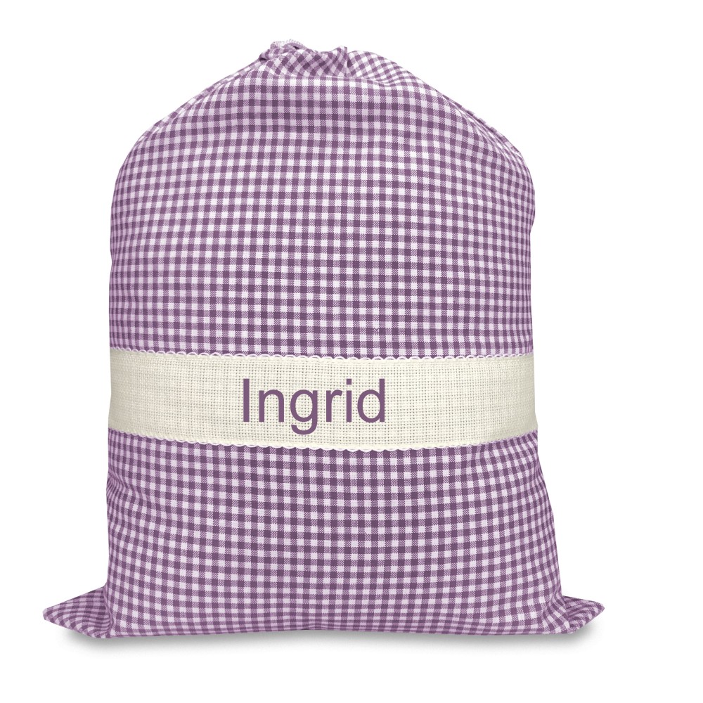 SACCHETTO Asilo RICAMATO e PERSONALIZZATO misura Cm. 34x48 a QUADRETTI