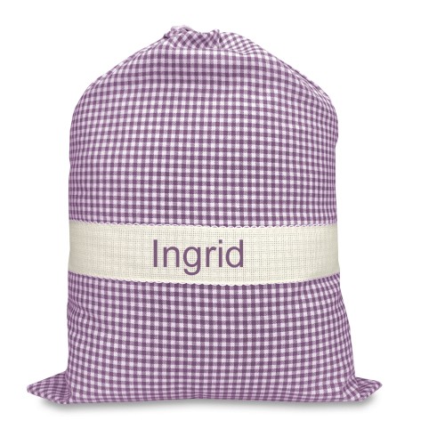 SACCHETTO Asilo RICAMATO e PERSONALIZZATO misura Cm. 34x48 a QUADRETTI