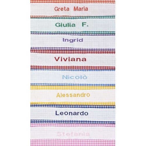 Brodé et personnalisé sac de maternelle taille Cm. 34x48 en carrés