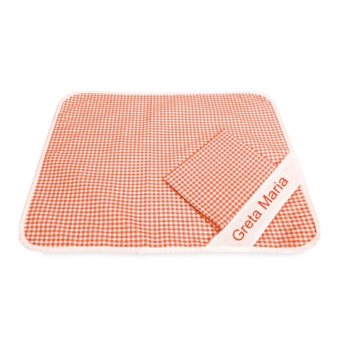 EMBROIDERED and PERSONALIZED CHECKERED KINDERGARTEN PLACEMAT and Napkin