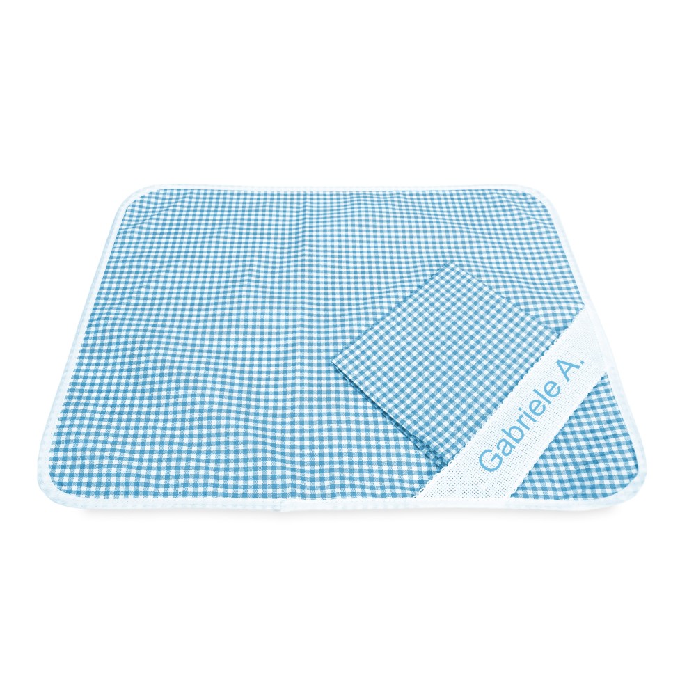 TOVAGLIETTA e Tovagliolo ASILO RICAMATA e Personalizzata a QUADRETTI