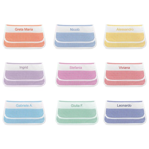 BESTICKTER und PERSONALISIERTER KARIERTER KINDERGARTENBEUTEL