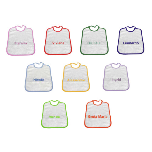FRED ASILO BIB edged in SOLID COLOR Embroidered and Personalized with Name