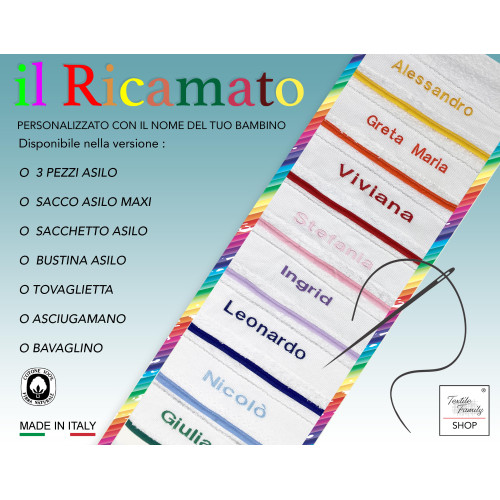 ASCIUGAMANO FRED ASILO bordato in TINTA UNITA Ricamato e Personalizzato con Nome