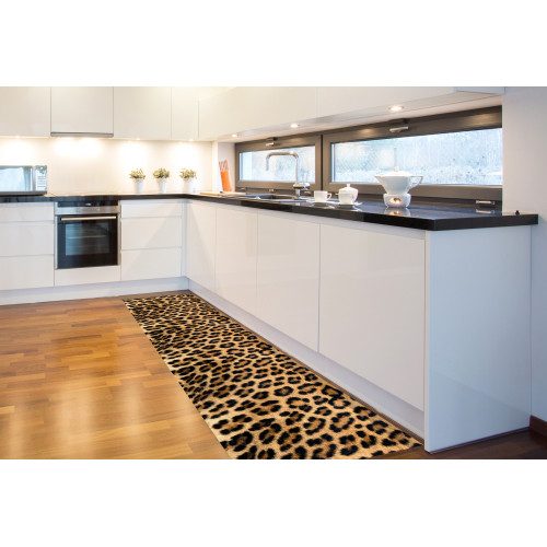 ALFOMBRA Corredor de cocina Antideslizante Corredor moteado de leopardo Hecho en Italia