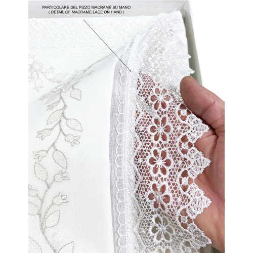 LENZUOLO Con PIZZO MACRAMÈ Panna MATRIMONIALE Made in Italy IDEA SPOSA