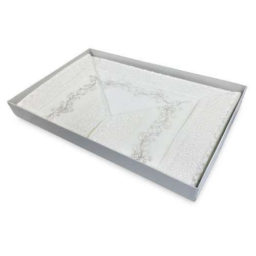 SHEET with MACRAMÉ lace cream DOUBLE Made in Italy BRIDAL IDEA