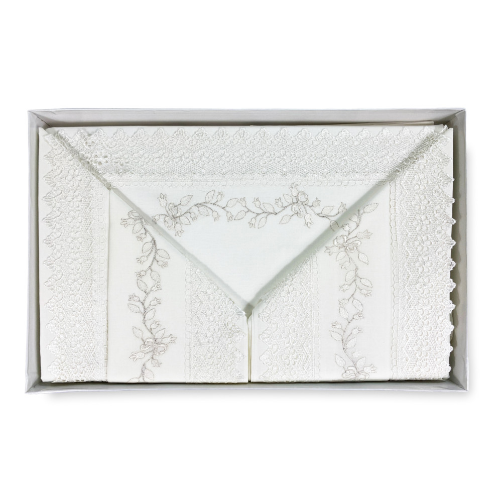 SÁBANA con encaje MACRAMÉ crema DOBLE Made in Italy BRIDAL IDEA