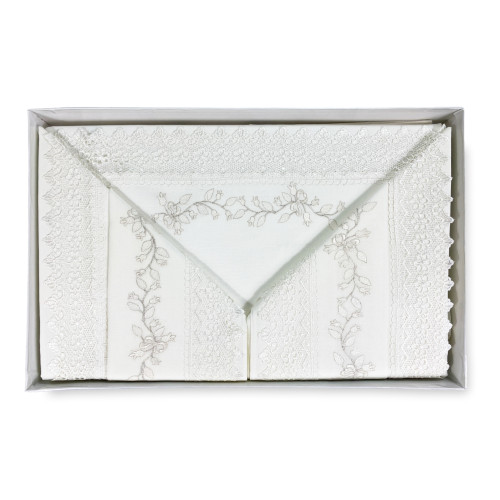 SHEET with MACRAMÉ lace cream DOUBLE Made in Italy BRIDAL IDEA