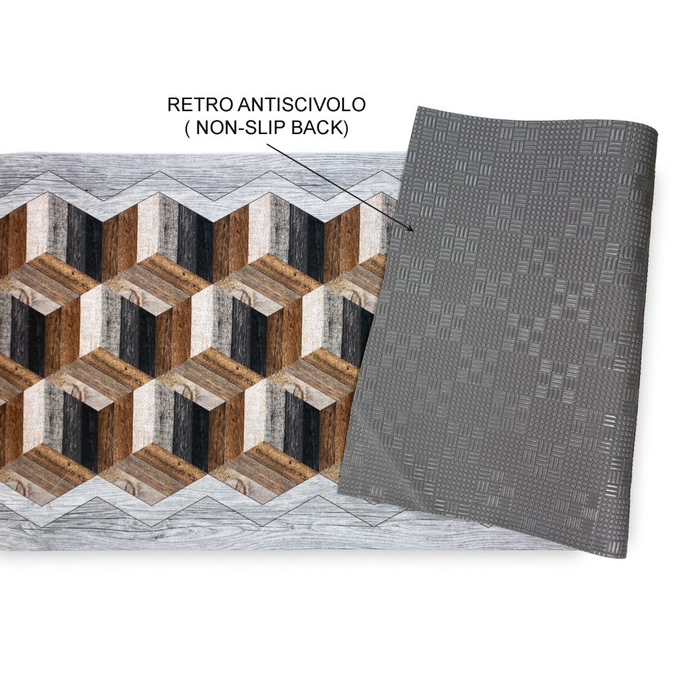RUG Kitchen Runner GEOMETRIC Rutschfeste Kufe made in Italy