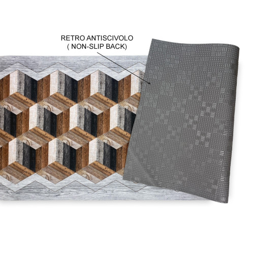 TAPPETO Runner da CUCINA Passatoia Antiscivolo GEOMETRICO made in Italy