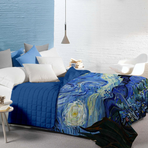 Gesteppte Tagesdecke Van Gogh Blau Double Paintings